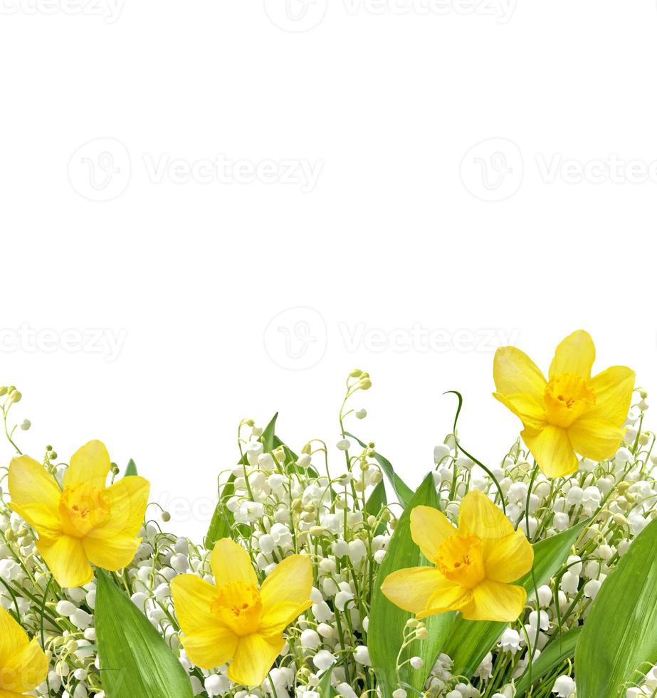 Spring flowers lily of the valley and daffodils 9864323 Stock Photo at