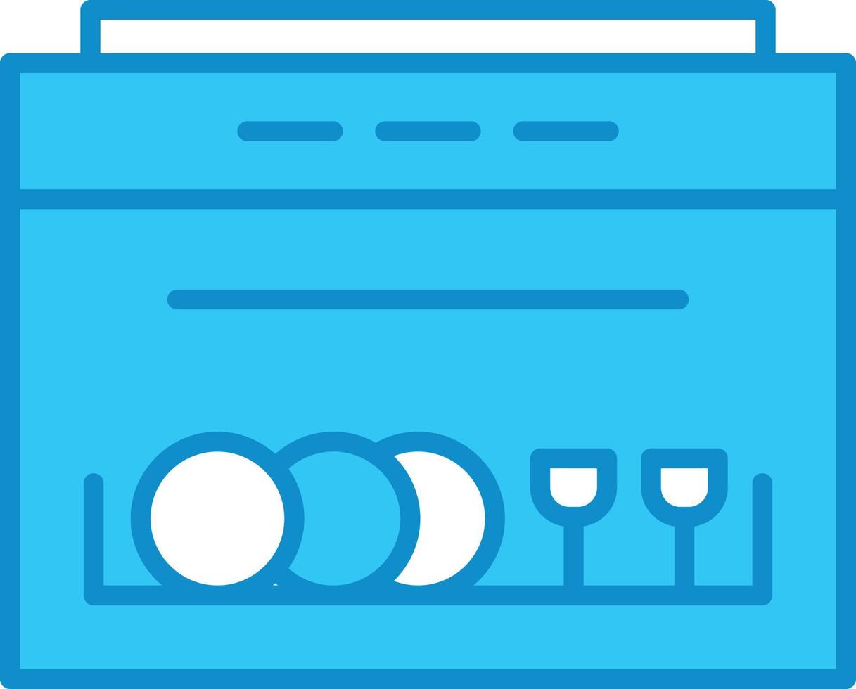 Dishwasher Line Filled Blue vector