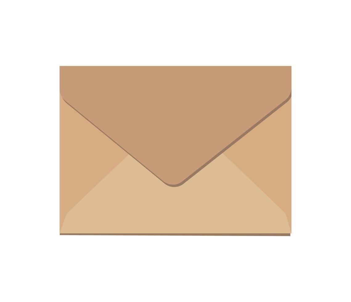 Craft paper vector close envelope, isolated on white background. Realistic brown envelope mockup with place for your text