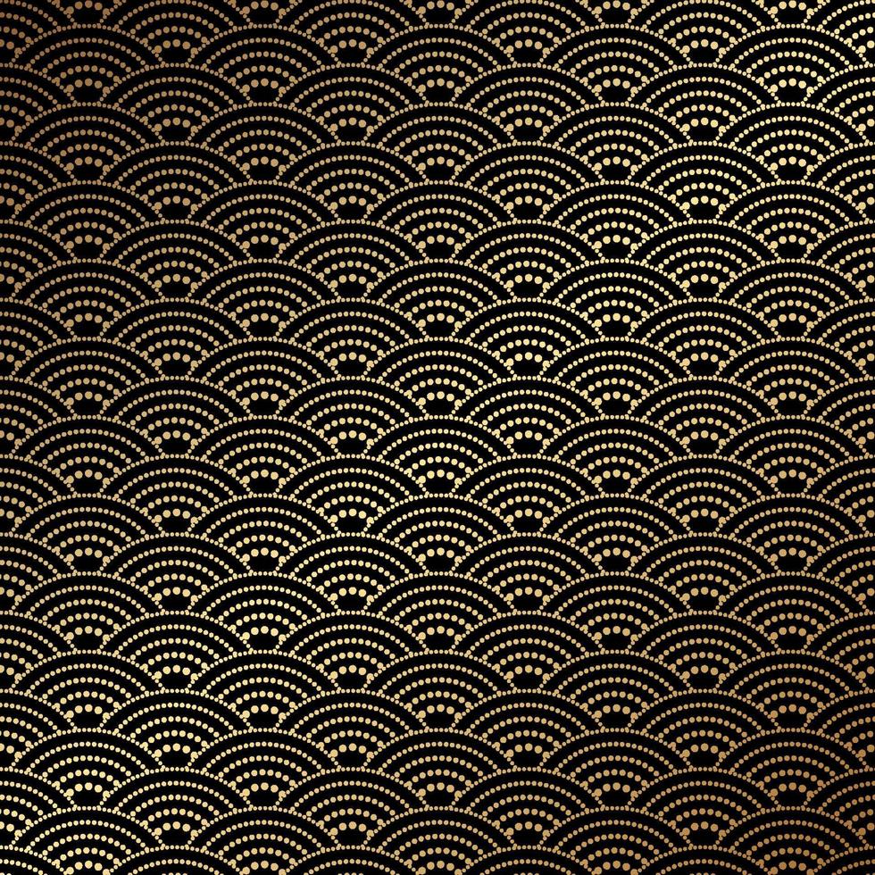 patrón de onda de estilo japonés dorado y negro vector