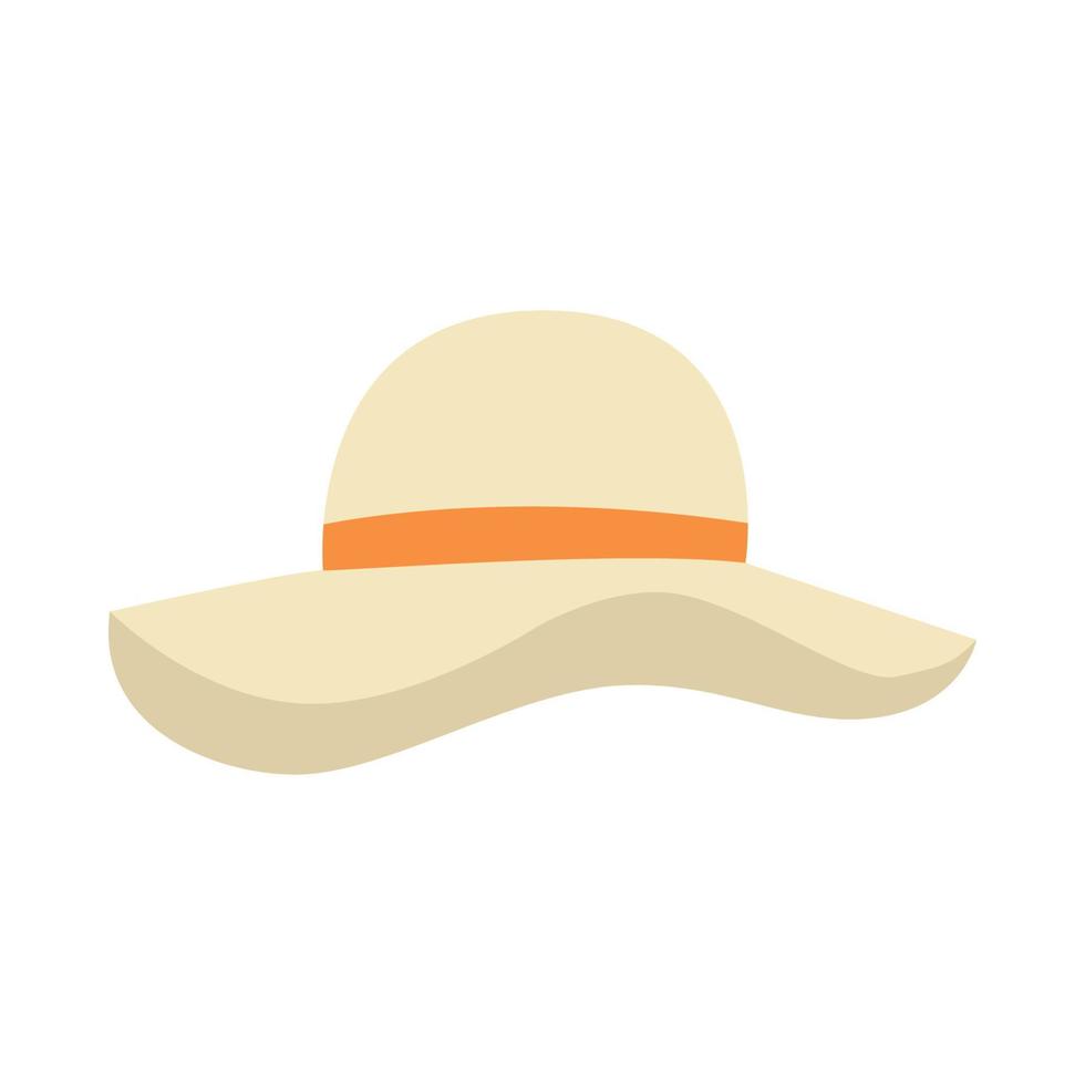 Awesome straw hat in modern style on white background. Head clothing. vector