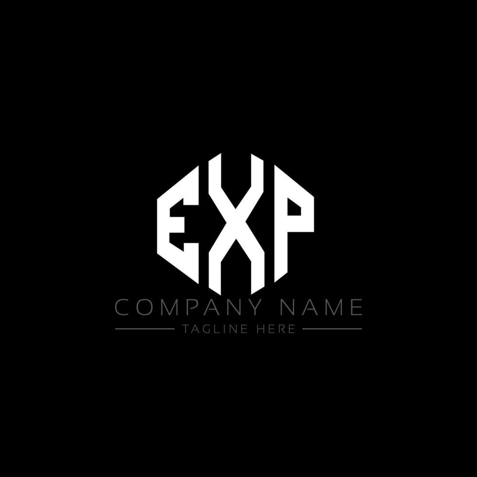 EXP letter logo design with polygon shape. EXP polygon and cube shape logo design. EXP hexagon vector logo template white and black colors. EXP monogram, business and real estate logo.