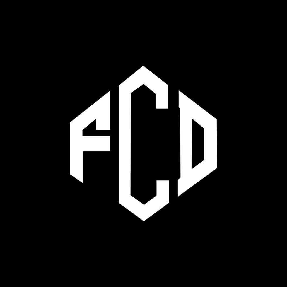 FCD letter logo design with polygon shape. FCD polygon and cube shape logo design. FCD hexagon vector logo template white and black colors. FCD monogram, business and real estate logo.