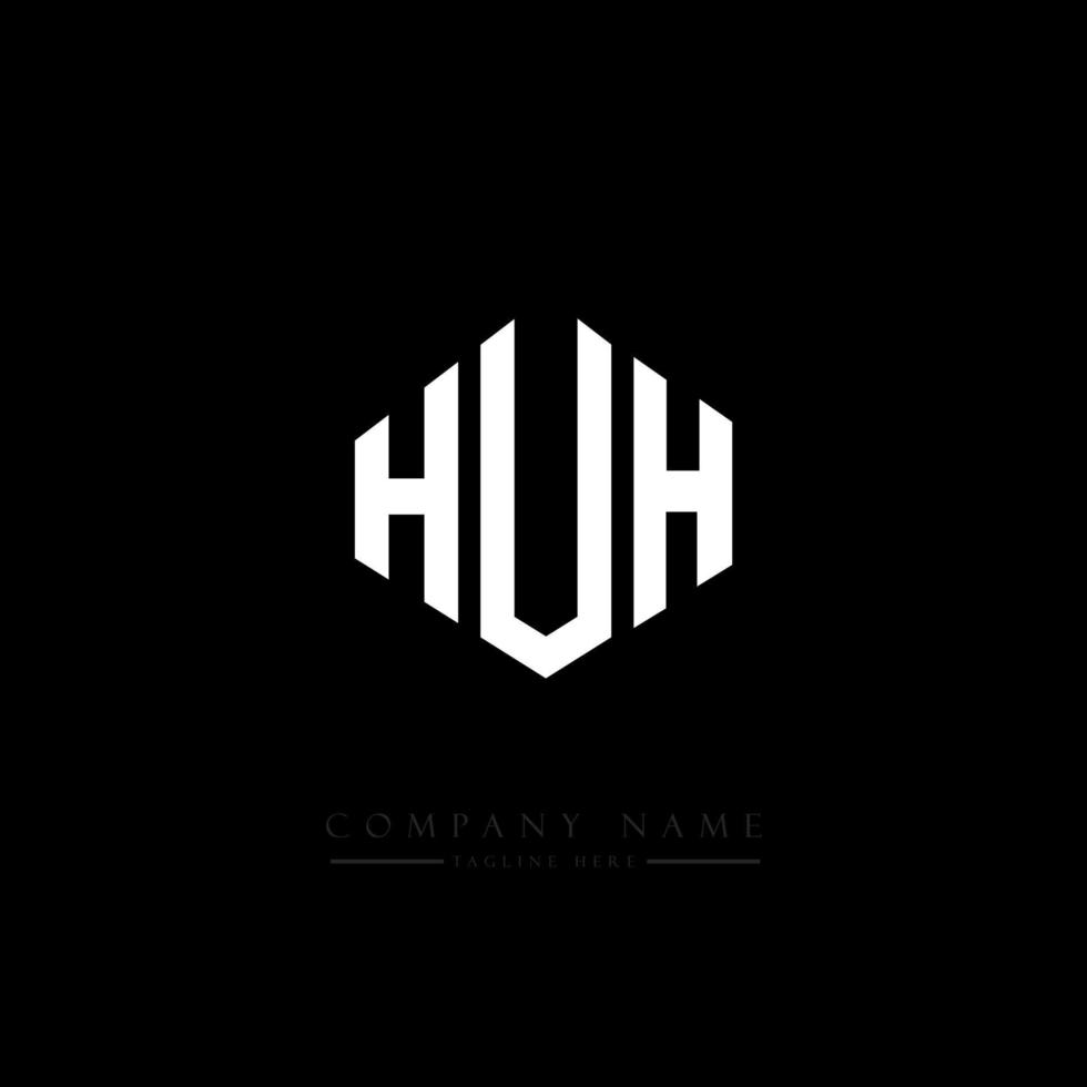 HUH letter logo design with polygon shape. HUH polygon and cube shape logo design. HUH hexagon vector logo template white and black colors. HUH monogram, business and real estate logo.