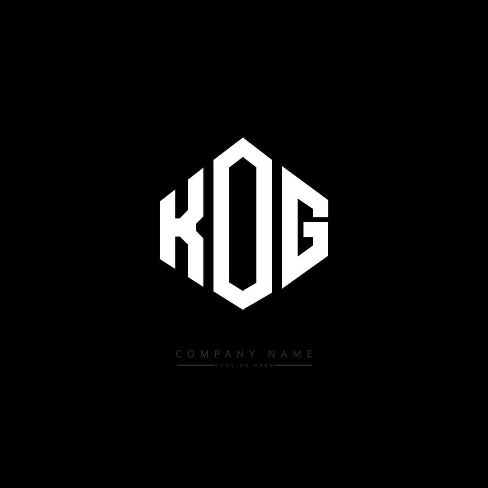 KOG letter logo design with polygon shape. KOG polygon and cube shape logo design. KOG hexagon vector logo template white and black colors. KOG monogram, business and real estate logo.