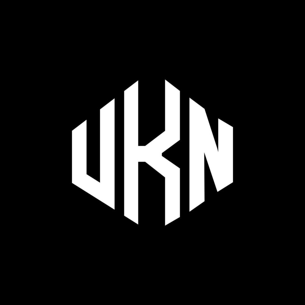 UKN letter logo design with polygon shape. UKN polygon and cube shape logo design. UKN hexagon vector logo template white and black colors. UKN monogram, business and real estate logo.