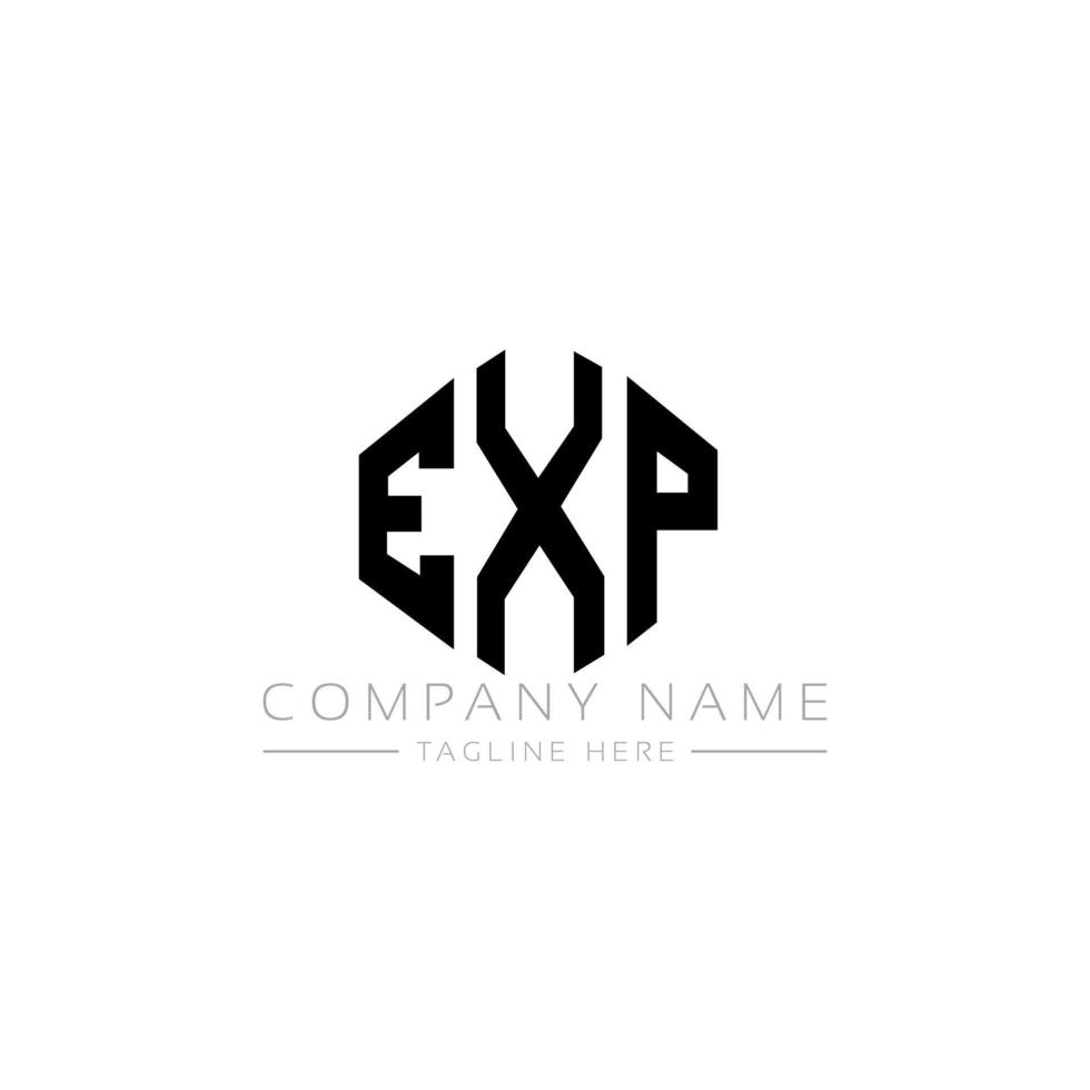 EXP letter logo design with polygon shape. EXP polygon and cube shape logo design. EXP hexagon vector logo template white and black colors. EXP monogram, business and real estate logo.