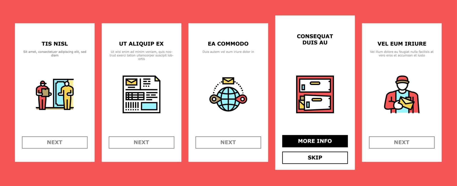 Post Office Delivery Service Onboarding Icons Set Vector
