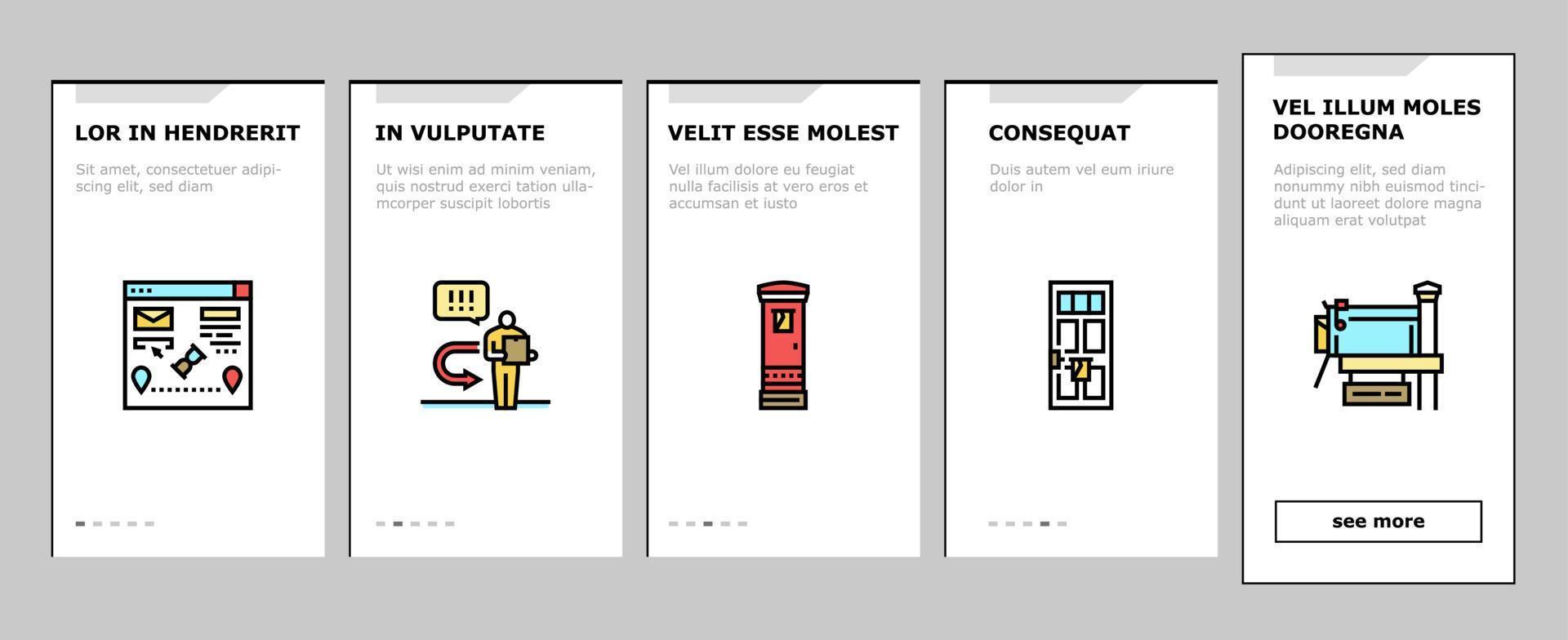 Post Office Delivery Service Onboarding Icons Set Vector