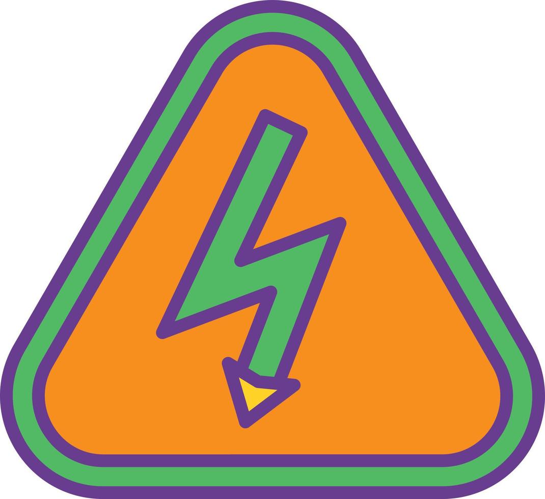 Electrical Hazard Line Filled Two Color vector