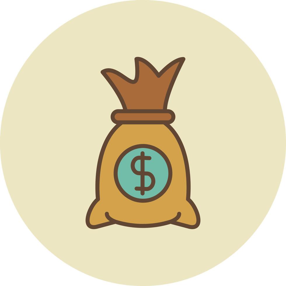 bolsa de dinero llena retro vector