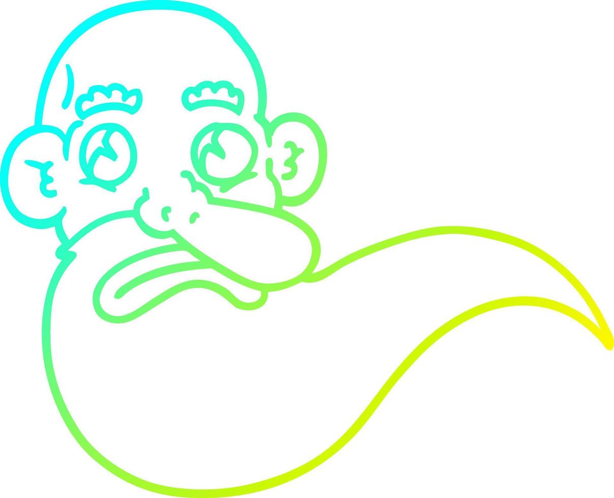 cold gradient line drawing cartoon grumpy old man vector