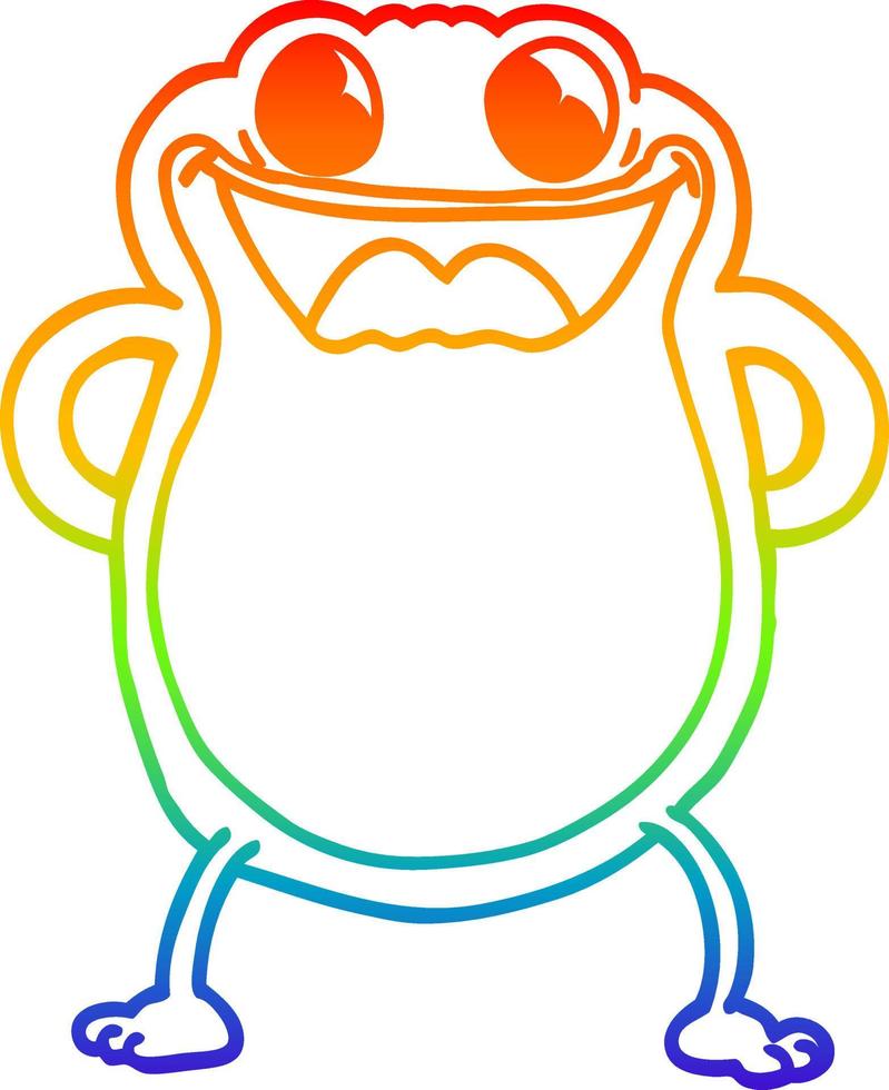 rainbow gradient line drawing cartoon frog vector
