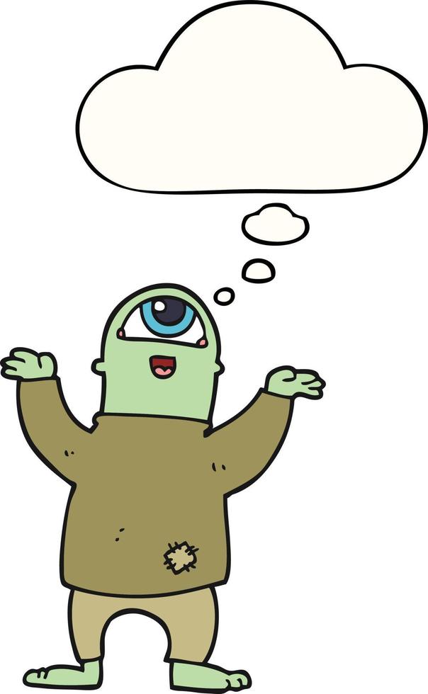 cartoon halloween monster and thought bubble vector