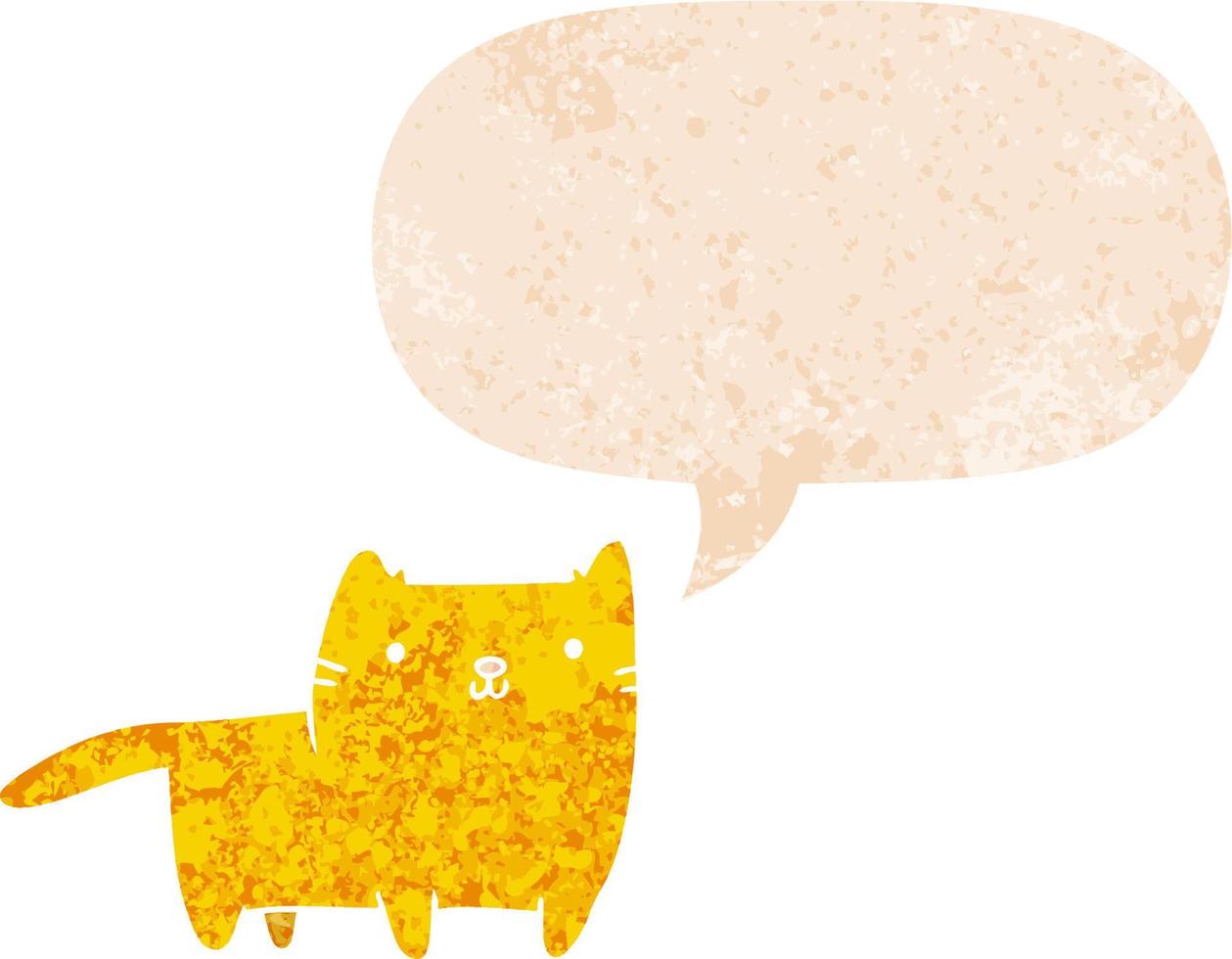 cartoon cat and speech bubble in retro textured style vector