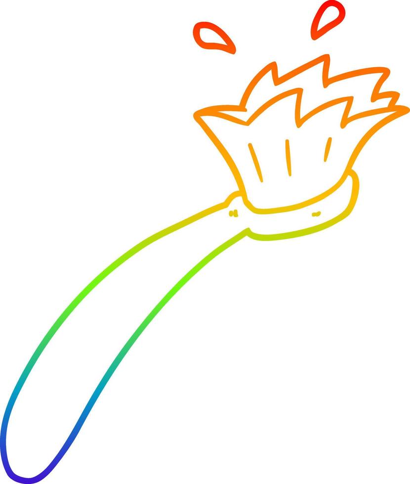 rainbow gradient line drawing cartoon tooth brush vector