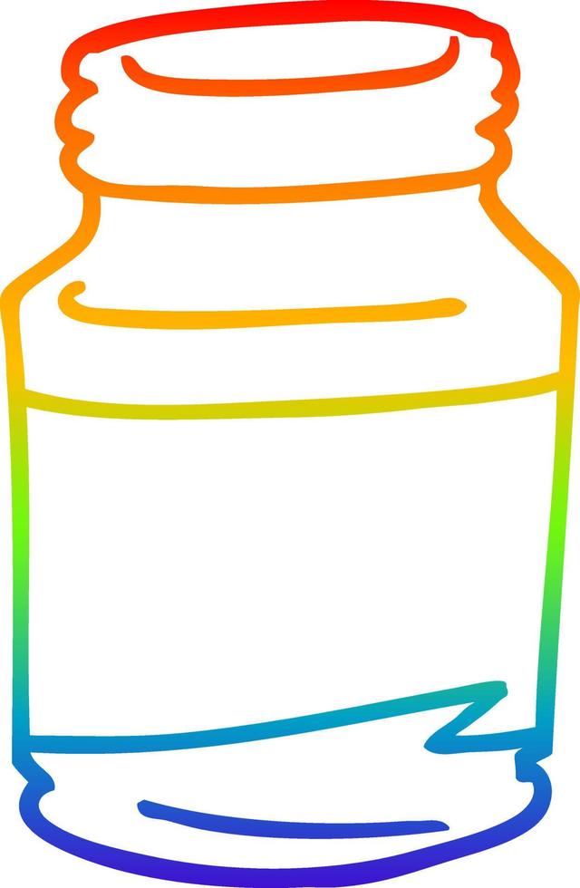 rainbow gradient line drawing cartoon pill jar vector