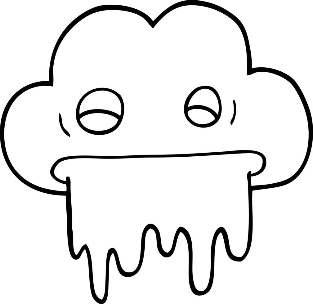 line drawing cartoon rain cloud vector