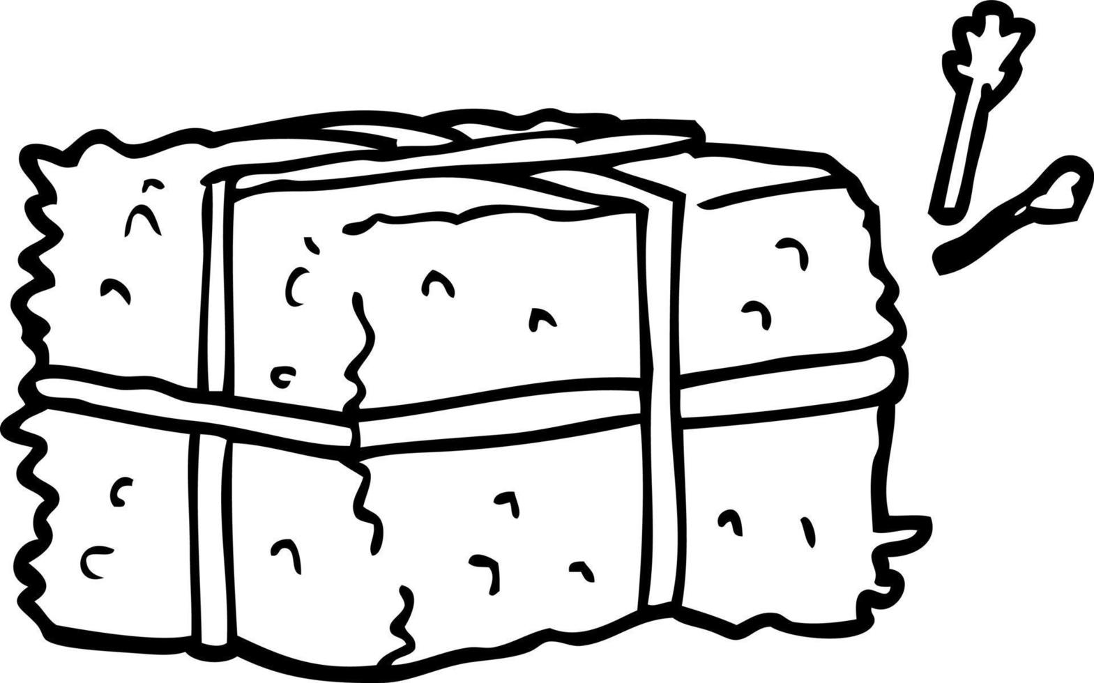 line drawing cartoon bale of hay vector