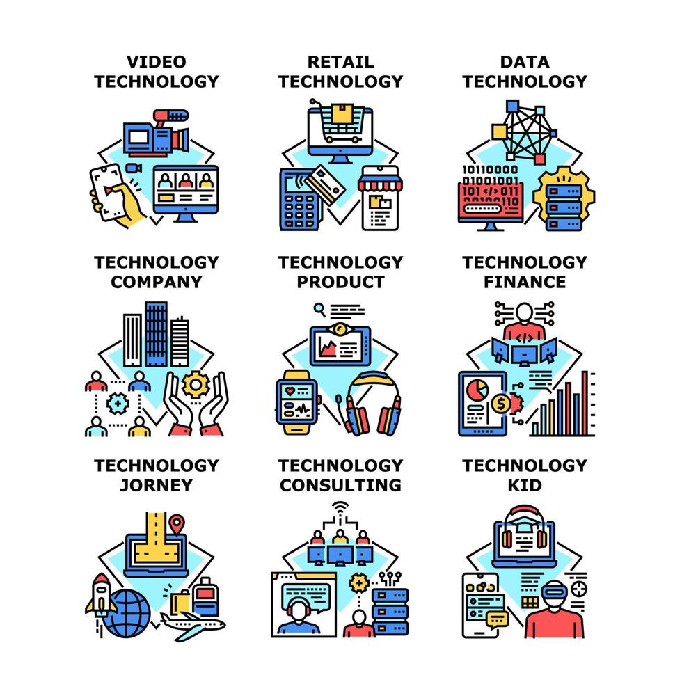Ilustración de vector de icono de concepto de negocio de tecnología