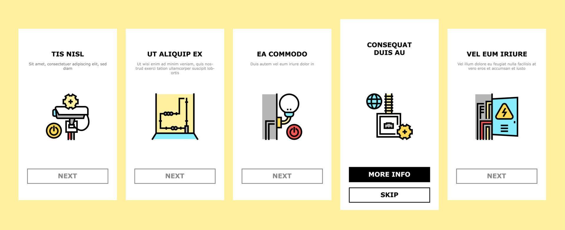 Electrical Installation Tool Onboarding Icons Set Vector