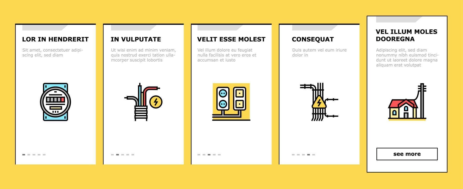 Electrical Installation Tool Onboarding Icons Set Vector