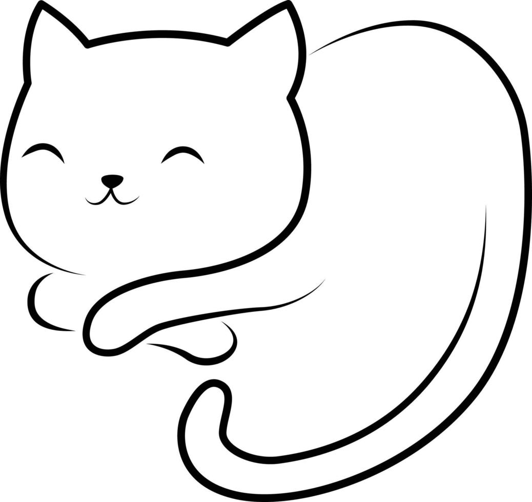 cute cat drawing doodle line art vector