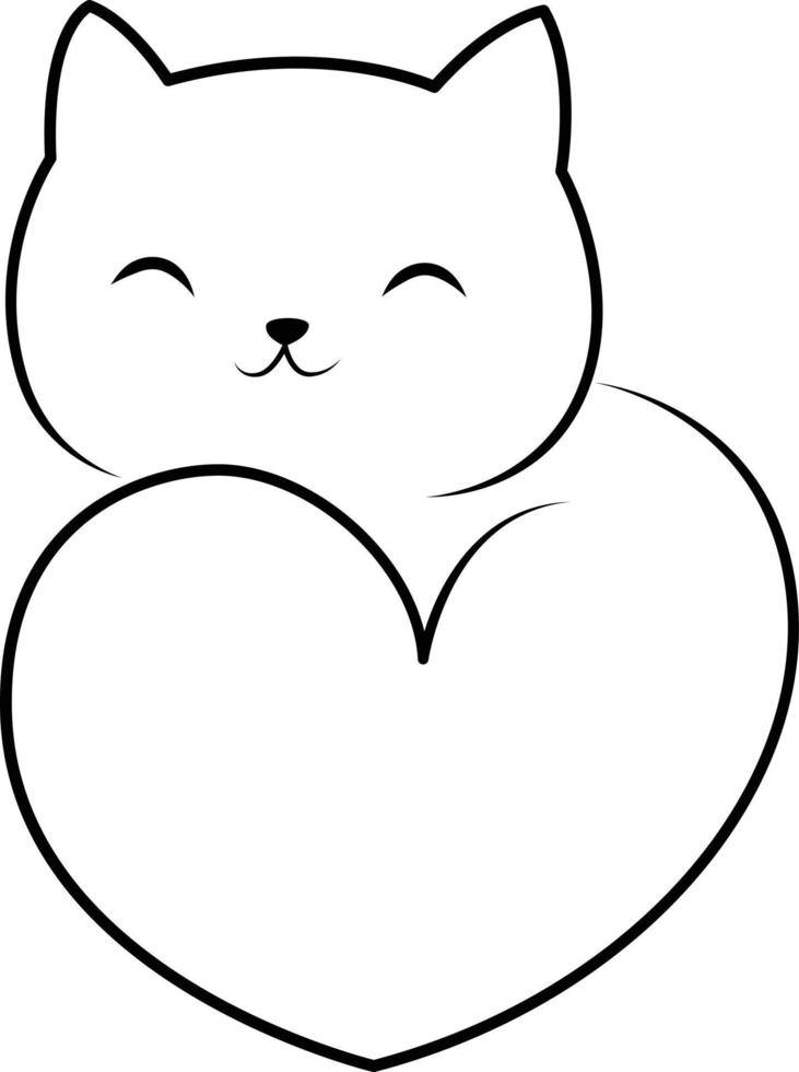 lindo gato dibujo garabato arte lineal vector