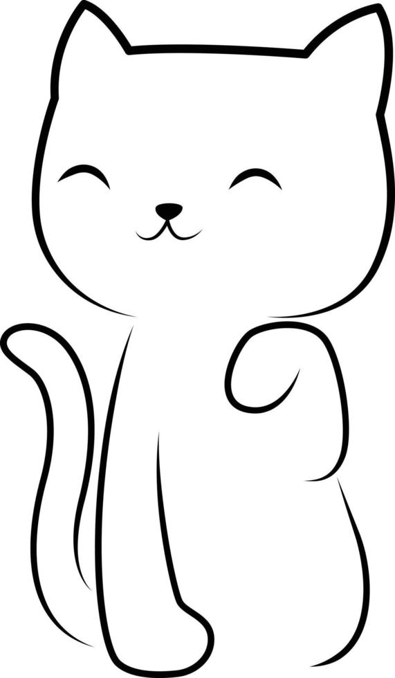 cute cat drawing doodle line art vector