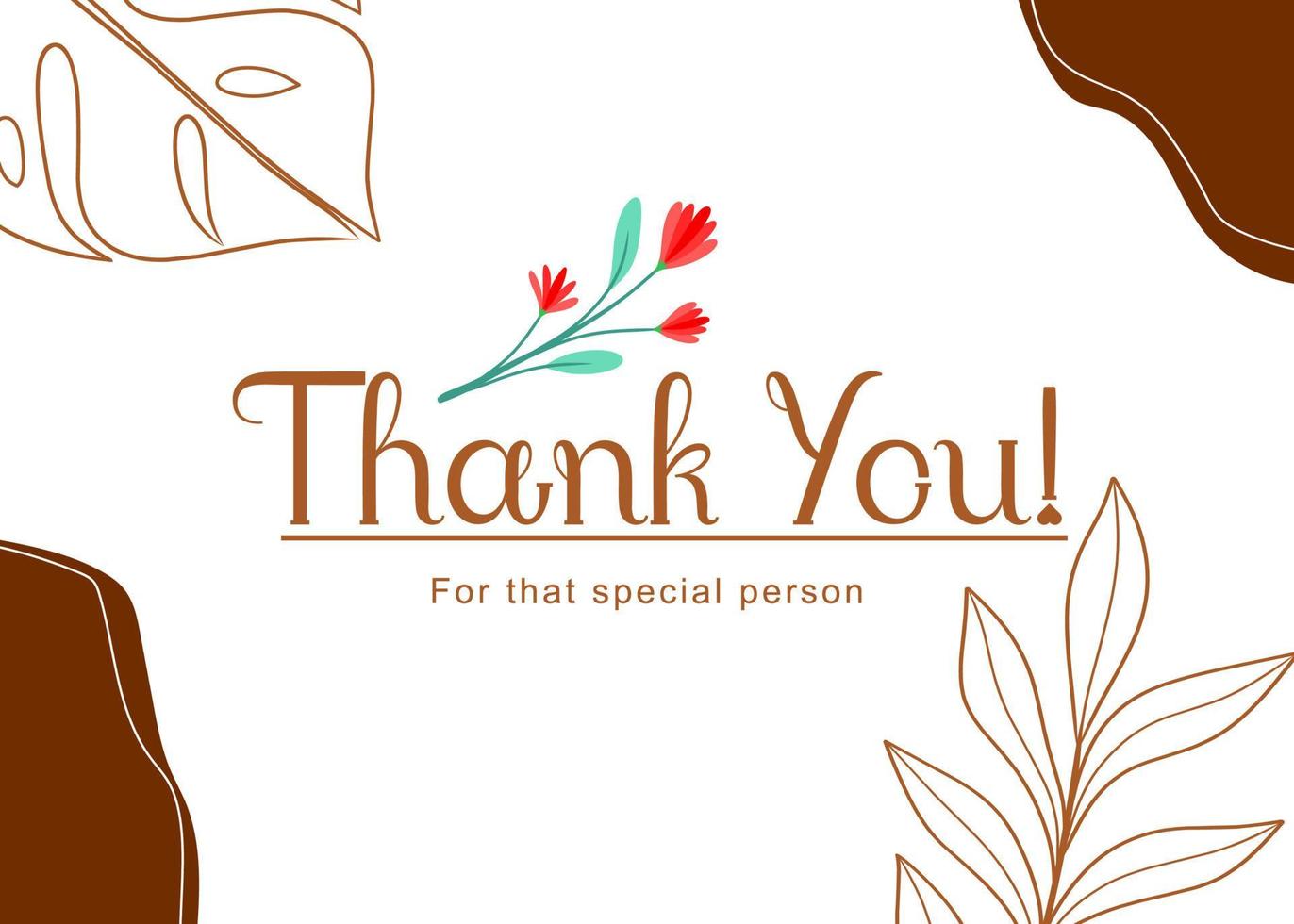 Thank you card with leaf ornament. Abstract design background vector