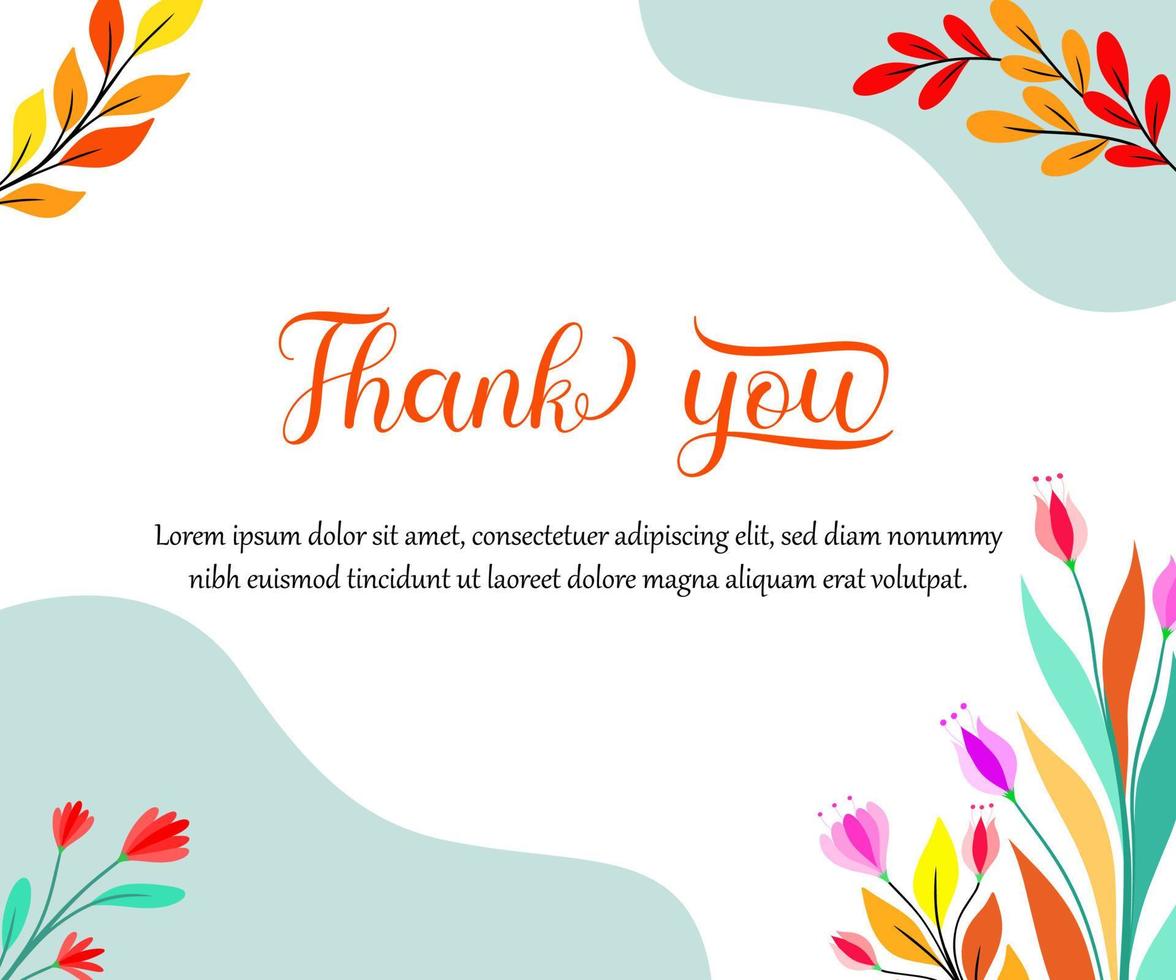 Floral thank you card template. Vector design background