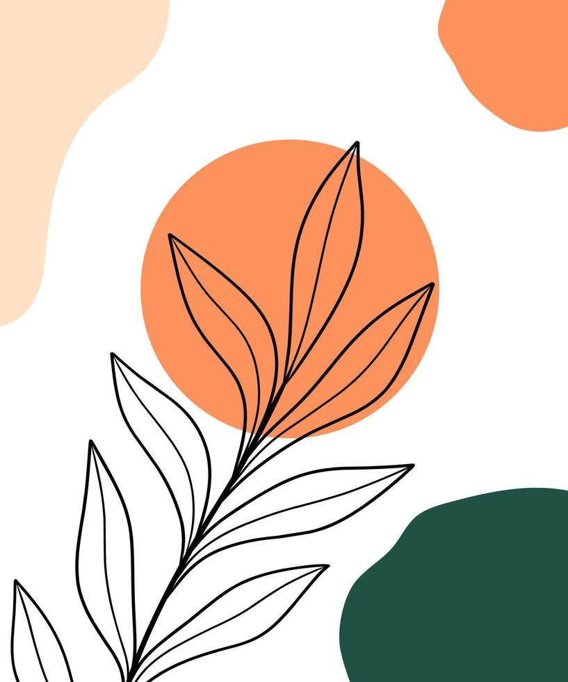 fondo abstracto con hojas en estilo boho. diseño de fondo para pared vector