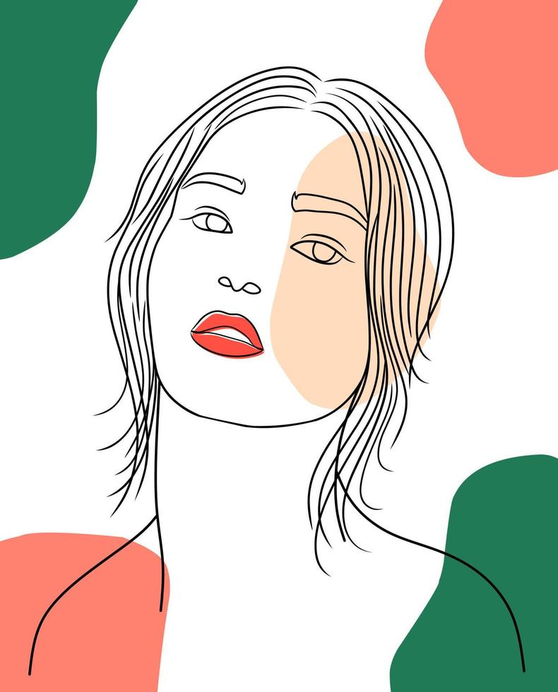 retrato de la línea facial de una mujer minimalista. ilustración vectorial vector