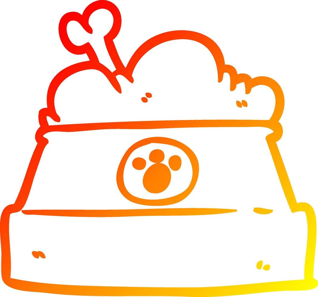 warm gradient line drawing bowl of dog food vector