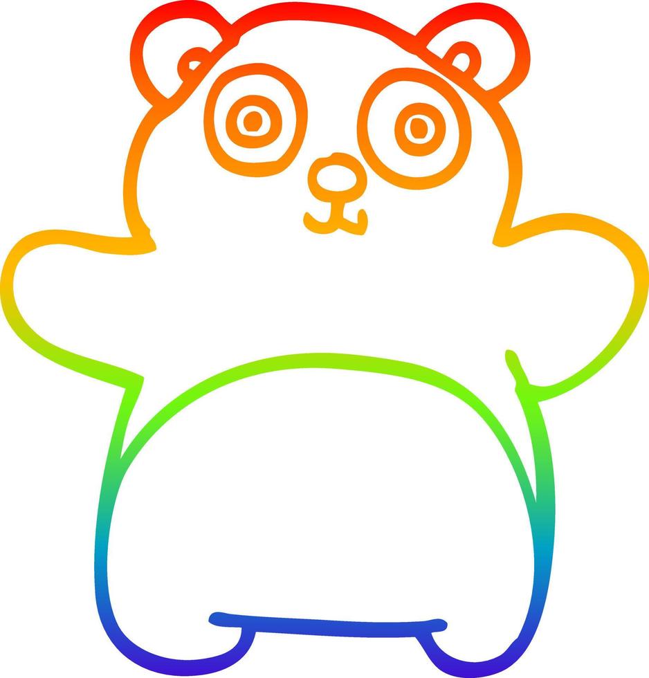 rainbow gradient line drawing cartoon happy panda vector