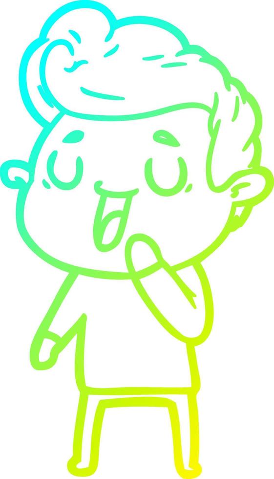 cold gradient line drawing happy cartoon man vector