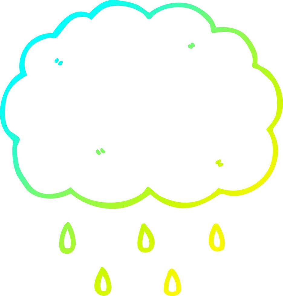 cold gradient line drawing cartoon cloud raining vector
