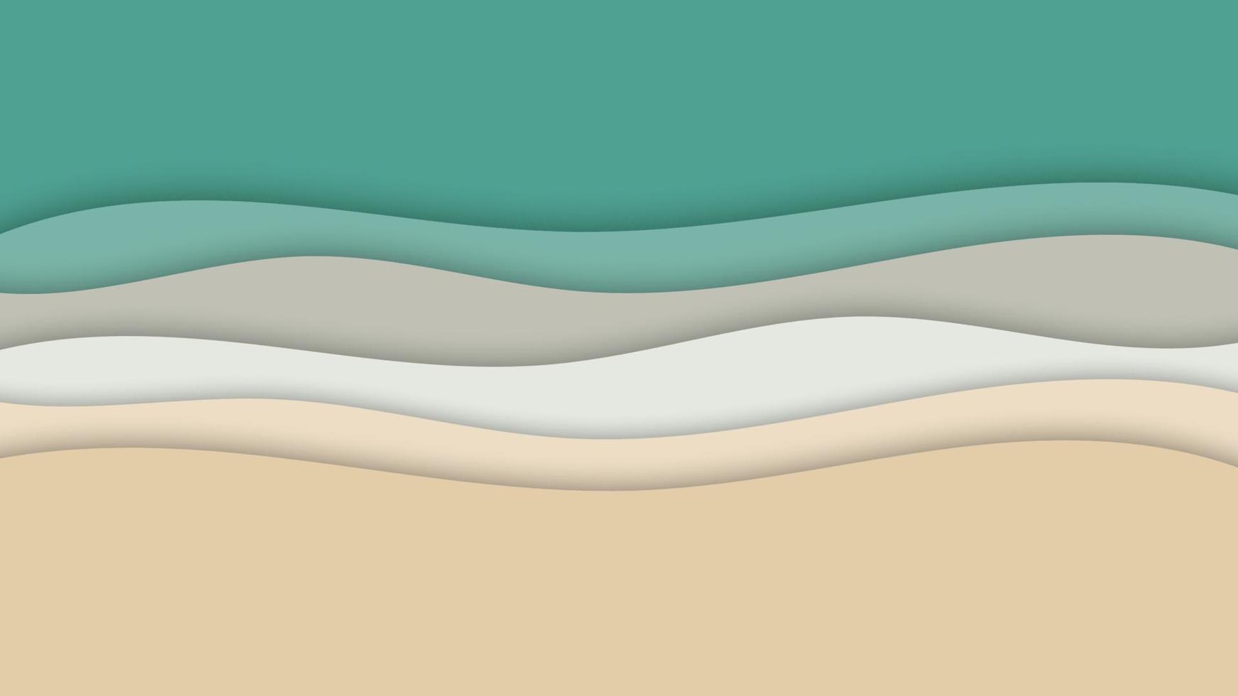 verano playa y mar olas formas patrón en capas fondo papel arte estilo minimalista vector