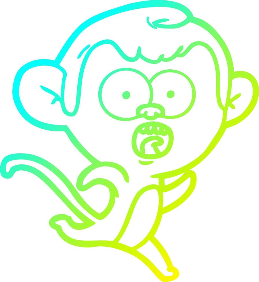 cold gradient line drawing cartoon shocked monkey vector