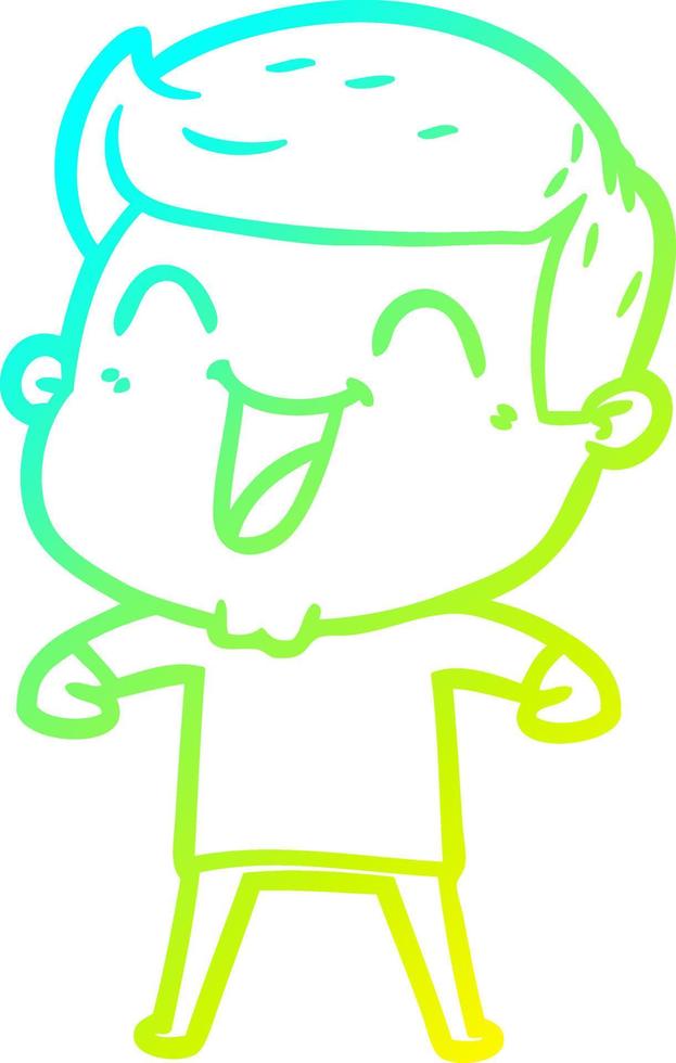 cold gradient line drawing cartoon man laughing vector
