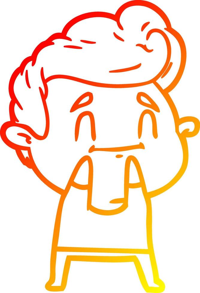 warm gradient line drawing happy cartoon man vector