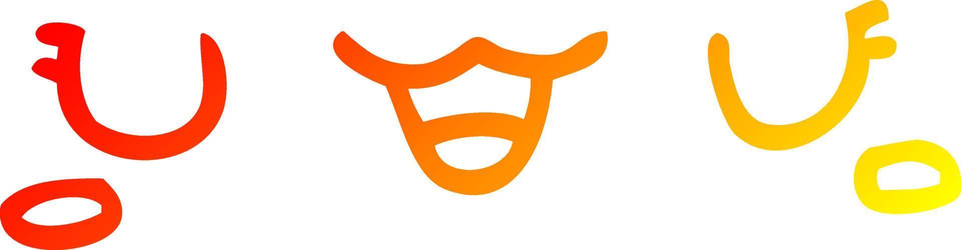 warm gradient line drawing cute cartoon face vector