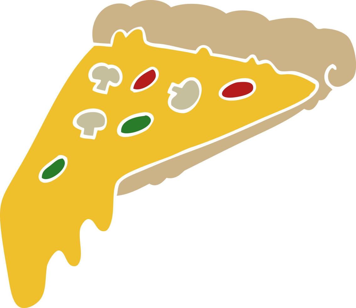 flat color style cartoon pizza slice vector