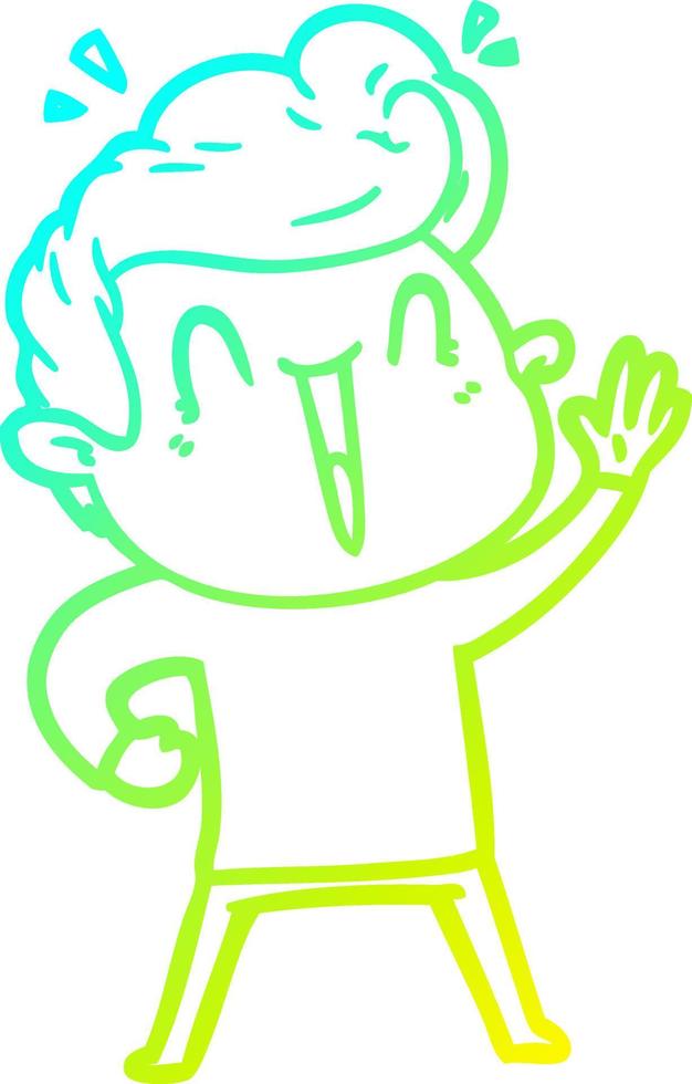 cold gradient line drawing cartoon excited man vector