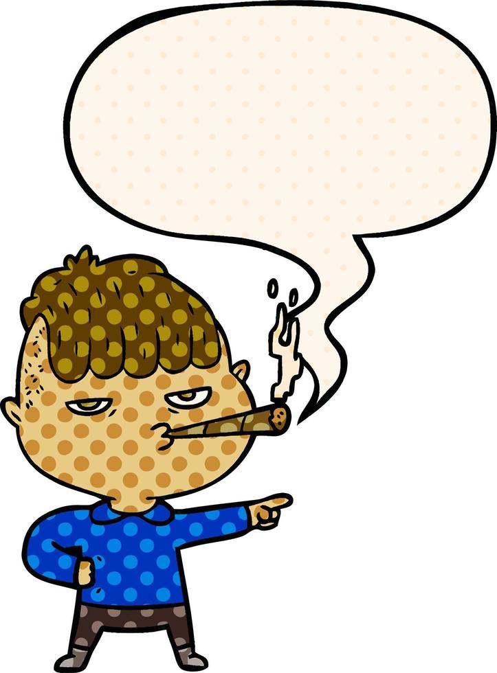 caricatura, hombre, fumar, y, discurso, burbuja, en, cómico, estilo vector