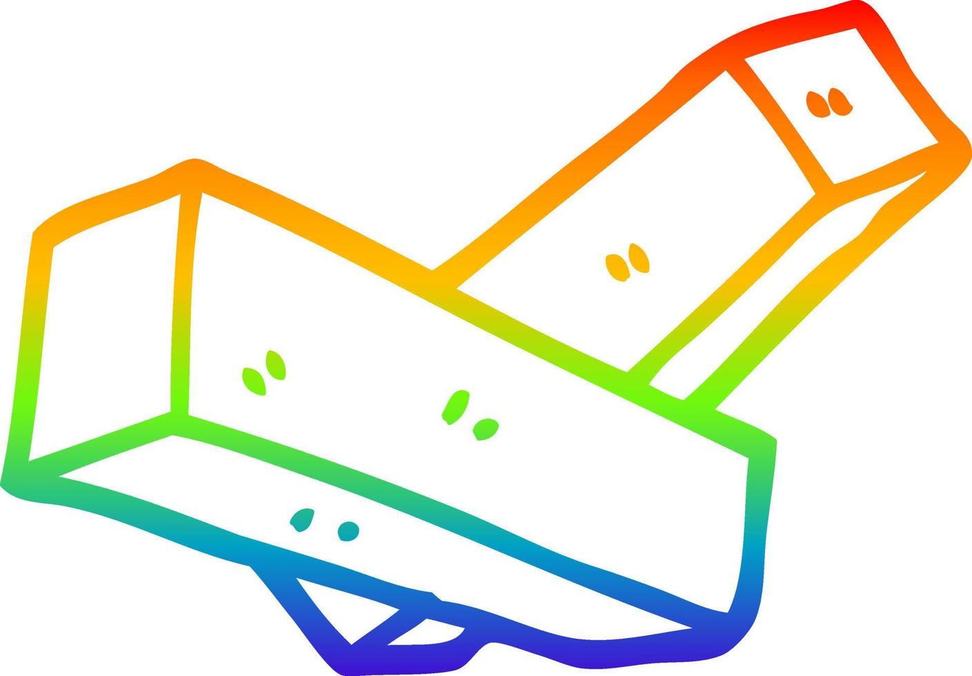 rainbow gradient line drawing cartoon fries vector