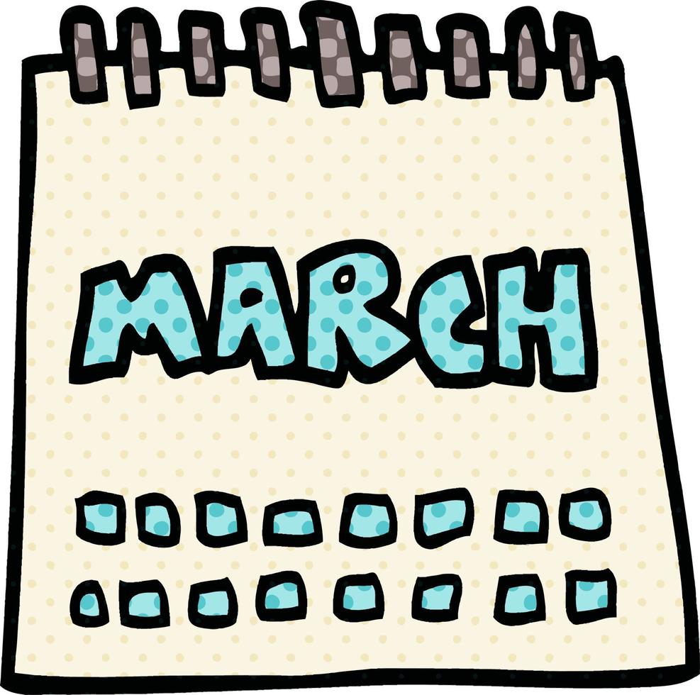 cartoon doodle calendar showing month of march vector