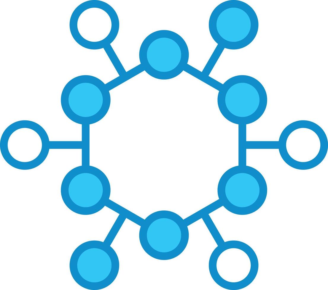 Atom Structure Line Filled Blue vector