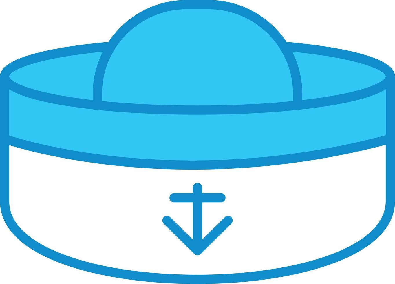 línea de sombrero de marinero llena azul vector