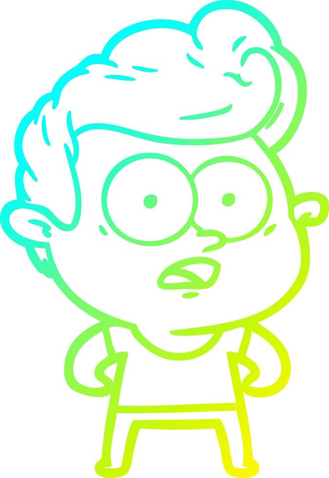 cold gradient line drawing cartoon staring man vector